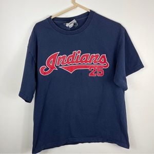 Vintage Cleveland Indians Jim Thome Jersey Tshirt Lee Sport Y2k Sz Lrg